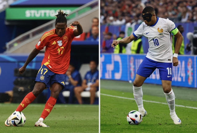 Euro 2024, Tây Ban Nha - Pháp: Định danh nhà vô địch- Ảnh 1. Nóng bỏng cuộc chiến giữa 2 hàng công Tây Ban Nha (trái) và Pháp tại bán kết.